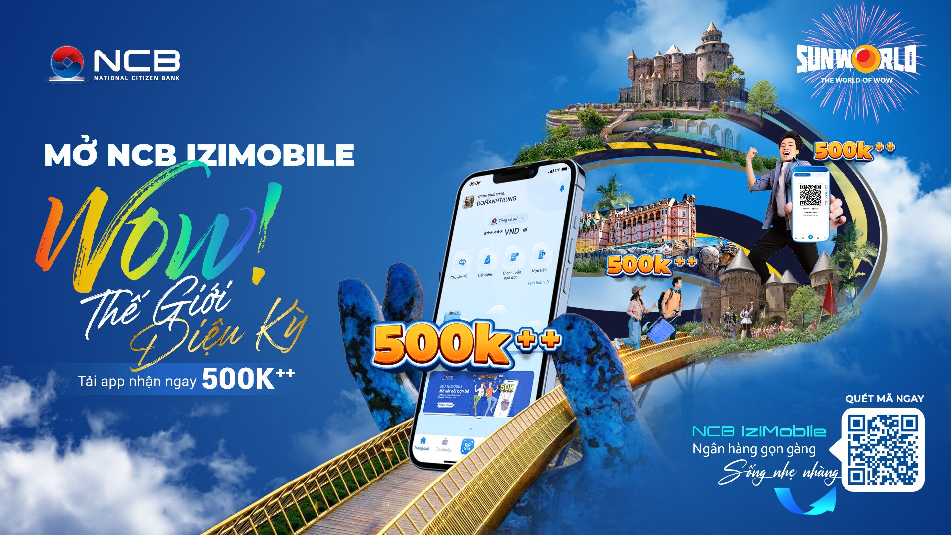 Mở NCB iziMobile, mở tung cảm xúc tại hệ thống công viên giải trí Sun World